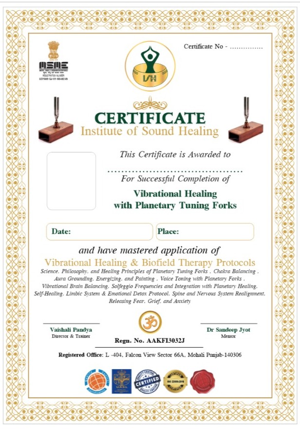 Certified Tuning Fork Therapy Practitioner certificate
